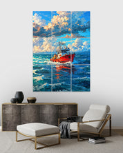 Boat Ocean Scene | Art Set Posters | Nature