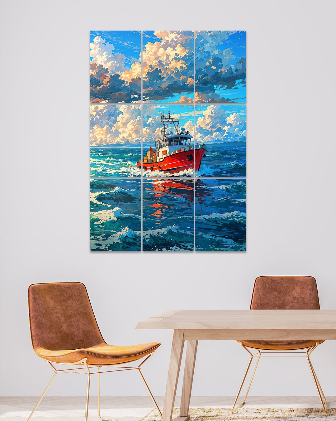 Boat Ocean Scene | Art Set Posters | Nature
